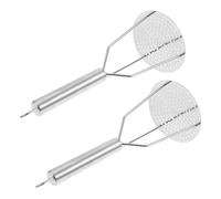 SHINYPASING Presse-purée Manuel 2pcs en Acier Inoxydable Argenté, Outil de Pression Alimentaire Résistant et Facile à Nettoyer Cuisine Maison et Restaurant