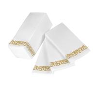 SHINYPASING Serviettes de Table Jetables 100 Pièces 40x30 Cm en Papier Épais Doré Imprimé, Pliables, pour Mariage, Anniversaire et Cocktail - Serviettes Décoratives et Absorbantes