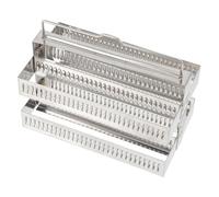 SHINYPASING Support à Lames de Teinture Porte-Lames Robuste et Précis en Acier Inoxydable 60 Positions Finition Argentée pour Microscope pour Laboratoire
