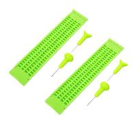 SHINYPASING Tableau D'écriture en Braille Vert 4 Lignes 28 Cellules avec 2 Stylets, Outil D'écriture Portable pour Malvoyants, Matériel Pédagogique Braille pour Apprentissage et