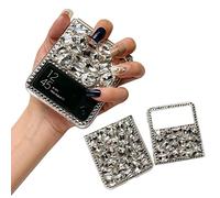 Shinyzone Coque avec diamants pour Samsung Galaxy Z Flip 4 5G 2022, coque intégrale 3D faite à la main avec strass pour femmes et filles, blanc