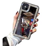 Shinyzone Miroir Coque pour Samsung Galaxy A12,360 Degrés Rotatif Anneau Ours Brillant Diamant 3D Strass Paillettes Bling Gemme Arrière Silicone Souple pour Samsung Galaxy A12