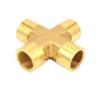 SHIOFRCN 1pc Laiton raccord de Tuyau 4 Voies connecteur Croix 1/4 "3/8" 1/2 "Filetage mâle cuivre barbelé coupleur Adaptateur couplage(3/8")