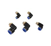 SHIOFRCN 5 pièces PL Type 1/8 "raccords pneumatiques coudés à Filetage mâle 4/6/8/10/12mm diamètre extérieur Tuyau Tuyau Verrouillage Rapide connecteurs Rapides(10mm-1/8 inch)