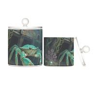 Ship Booat Crab Lot de 2 organiseurs de maquillage en plastique transparent avec couvercle pour commode, accessoires de rangement décoratifs pour cotons-tiges