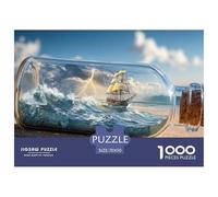 Ship is Siling in N Open Glss Bottle 1000 Pièces Carton Premium Lot de Puzzles Ship in A Bottle Anti-Stress Défi Unique Puzzles pour Adultes Et Enfants 70x50cm/1000pcs