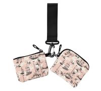 Ship Leaf Peach Lot de 2 étuis à cartes pour femme - Taille compacte - Fermeture éclair - Poche à monnaie avec fermeture éclair - Pour femme - Pêche - 1 taille - Décontracté, Pêche feuille de bateau
