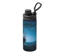 Ship On The Blue Ocean Bouilloire tendance, 532 ml, bouilloire isolée, bouilloire d'extérieur, bouilloire en acier inoxydable, bouilloire de protection de l'environnement.
