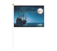 Ship on the Blue Ocean Lot de 6 et 10 drapeaux à agiter à la main, drapeaux à main sur bâton, pour défilés, fête, bar, anniversaire