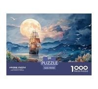 Ship Sailing Under The Moonlight 1000 Pcs Carton Extra-épais Coffret De Puzzles Ship in Ocean Stimulant Et Éducatif Jeu Créatif Puzzles As Birthday Gifts 70x50cm/1000pcs