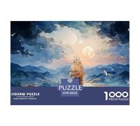 Ship Sailing Under The Moonlight 1000 Pcs Carton Premium Coffret De Puzzles Ship in Ocean Stimulant Et Éducatif Jeu Familial Puzzles As Birthday Gifts 38x26cm/1000pcs