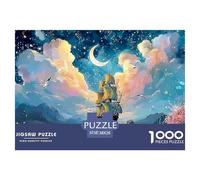 Ship Sailing Under The Moonlite 1000 Pcs Carton Extra-épais Coffret De Puzzles Nautical Vessel Stimulant Et Éducatif Jeu Créatif Puzzles As Birthday Gifts 38x26cm/1000pcs