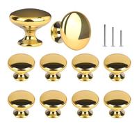 ShipeeKin 10x Bouton de Meuble Boutons d'armoire dorés, boutons de tiroir en chrome poli poignées de commode rondes 30 mm pour cuisine, coiffeuse, chambre à coucher, salle de bain (Or)