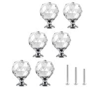 ShipeeKin 6pcs Cristal Clair Rond Armoire Poignée De Porte Boule En Forme De Tiroir Garde-Robe Pull Bouton Diamant En Forme Poignées pour Armoire Commode dans Salle De Bain Cuisine Bureau ect