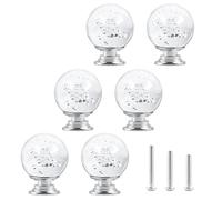 ShipeeKin 6pcs Verre Cristal Clair Bulle Garde-robe Poignée De Porte Bouton De Tiroir En Forme De Boule Avec Base Argentée pour Armoire Commode dans La Salle De Bain Cuisine Bureau ect