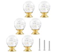 ShipeeKin 6pcs Verre Cristal Clair Bulle Garde-robe Poignée De Porte Bouton De Tiroir En Forme De Boule Avec Base D’or pour Armoire Commode dans La Salle De Bain Cuisine Bureau ect