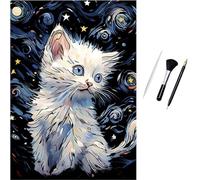 ShipeeKin Carte à gratter 405 x 285mm A3 Landmark Scratch Art Tableaux à gratter muraux papiers à gratter pour Adultes Enfants avec Set d'outils (Chat Blanc)