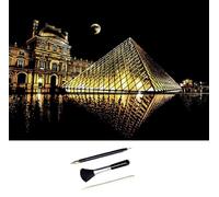 ShipeeKin Images à gratter 405 x 285mm A3 Landmark Mural Scratch Art Papier à gratter coloré pour Enfants avec Ensemble d’Outils (Louvre)