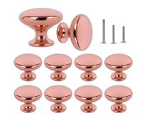ShipeeKin Lot de 10 poignées de porte rondes en chrome poli en forme de champignon pour armoire, placard, tiroir, chambre à coucher, étagères de salle de bain, etc. Doré rose 30 mm