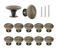 ShipeeKin Lot de 12 Boutons d’Armoire Ronds en laiton Rétro Cuisine Poignée de tiroir Champignon Tire 30mm avec vis Vinatge Chic Boutons Pour porte Salle de bain (Bronze antique)