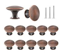 ShipeeKin Lot de 12 Boutons d’Armoire Ronds en laiton Rétro Cuisine Poignée de tiroir Champignon Tire 30mm avec vis Vinatge Chic Boutons Pour porte Salle de bain (Bronze rouge)