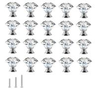 ShipeeKin Lot de 20 boutons de meuble en cristal - Style diamant - 30 mm - Pour commode, armoires, cuisine, penderie, salle de bain, etc