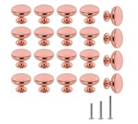 ShipeeKin Lot de 20 poignées de porte poignee armoire rondes Doré rose | bouton d'armoir chrome poli forme de champignon 30mm pour commode, coiffeuse femme