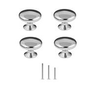 ShipeeKin Lot de 4 poignées de porte rondes en chrome poli pour placard, armoire, placard, tiroir, chambre, salle de bain, meubles, etc. Diamètre 30 mm - Argenté