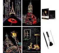 ShipeeKin Lot de 4 tableaux à griffer cartes à gratter A4