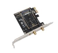 Shipenophy Carte Adaptateur de Module Fil PCI-E vers NGFF M.2 WiFi, Carte D'extension Réseau de Haute qualité pour Les Utilisateurs et, Matériau ABS Durable, 1 Adaptateur avec Antennes