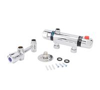 Shipenophy Mitigeur Thermostatique, Contrôle de Température à Température | Mitigeur thermostatique DN15 20-50 ℃ 38 ℃, clapet anti-retour de température de sécurité en acier inoxydable avec bouton