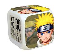 Shippuden - Réveil créatif coloré à LED avec décoloration - Carré, impression sur trois côtés - Petit réveil pour étudiant (H06)