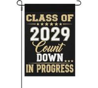 Ships Next Day Class of 2029 Compte à rebours pour remise de diplôme amusant Premier jour d'école Drapeau de jardin Taille unique Double face Gard décoratif