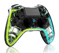 Shiptree Manette Sans Fil pour PS-4, Manette de jeu avec Lumière RVB, Turbo, Macro M1/M2, Joystick Gamepad avec Double Vibration/3.5mm Audio/Touch Panel/Gyroscopique à 6 Axes pour PS4/Pro/Slim - Noir