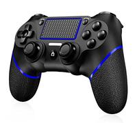 Shiptree Manette sans fil pour PS-4, Manette de jeu pour PS4/Pro/Slim/PC, avec Double Vibration, Audio, Panneau Tactile Haute Précision, Capteur Gyroscopique à 6 Axes - Bleu