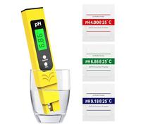 Shiptree pH Mètre Haute Précision (± 0,01),Testeur pH pour Piscine avec Écran LED-Rétroéclairé Bleu et Compensation Automatique de la Température, pour Eau Potable/Piscine Analyse de l'Eau,Jaune