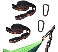 SHIQUAN 2 Pièces Sangles Hamac, 2m*2,5cm Fixation Hamac, Corde Hamac, avec 2 Mousquetons, Convient pour Balançoire de Camping ou Hamac(Orange)