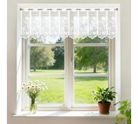 SHIQUAN Semi Transparents Rideaux Brise-Bise Voilage Court, L 130 x H 45, avec des Motifs de Papillons et de Fleurs, Blanc