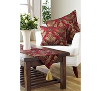 Shiraz Chemin De Table - Bourgogne Rouge Et Or - Brodé Damas Jacquard - Antiderapant Doublure - Pampilles - 100% Polyester - 33 X 230Cm (13" X 91" Pouces) - Fabriqué Par Riva Paoletti - Designed Au Ro, SHIRAZ/R1/BRG