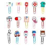 Shirene Lot de 15 trombones mignons, motif médical, trombones pour organiser, drôles, originaux pour le bureau, l'école et le journal (multicolore)