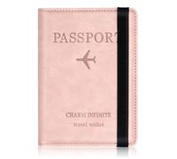 Shirene Protège Passeport,Protege Passeport avec Etui Anti RFID,Porte Passeports Voyage,Pochette Voyage Documents,Pochette Passeports Cuir Artificiel pour Carte et Sangle élastique Couverture,Rose