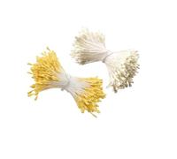 Shirene Tige Fleur Artificielle,2 Bottes de Pistils de Fleur Artificiels,3mm Forme de Malt Blanc & Orange,Têtes en Plâtre sur Tige Ficelle pour Loisirs Créatifs DIY,Création de Fleurs Artificielles