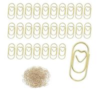 Shirene Trombones,130 Pièces Créatifs Trombones,Trombone en Métal Doré,Marque-Pages,Trombonnes en Forme de Coeur,Pinces à Papier pour L'école,Le Bureau,L'organisation de Documents