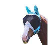 Shires Masque Anti-Mouches en Maille Fine avec Oreilles - Bleu Sarcelle Petit Poney