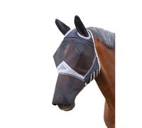 Shires - Masque anti-mouches pour chevaux avec oreilles et nez, filet fin ER475 (Petit poney) (Noir)