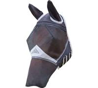 Shires - Masque anti-mouches pour chevaux avec oreilles et nez, filet fin ER475 (Poney) (Noir)