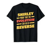 Shirley Evolution Peut Aller à l'envers Un nom drôle de Shirley T-Shirt Graphique avec Valeur, Homme, Noir, S