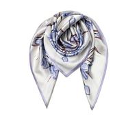 SHIROUYU Écharpe 100% pure soie de mûrier 88,9 cm Grand foulard carré léger - Écharpe pour cheveux pour femme - Avec emballage cadeau, Blanc/bleu, 35" x 35"