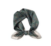SHIROUYU Écharpe 100 % soie de mûrier véritable - 53,3 x 53,3 cm - Foulard léger - Pour homme et femme, vert