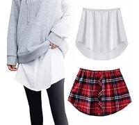 Shirt Extenders, 2Pcs Shirt Extenders for Women, Adjustable Fake Layering Leggings Top Lower Sweep Shirt (F,4X-Large)